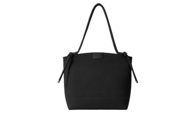 All black textured Flyknit tote bag with structured silhouette